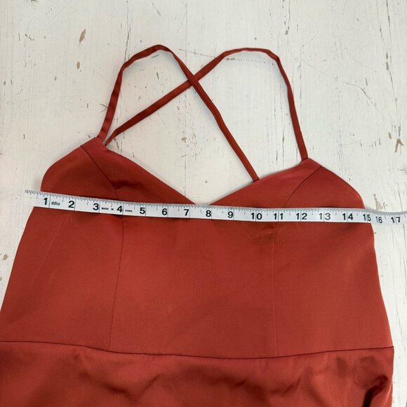 Azazie Dress New Bridesmaid Prom Wedding Party Rust Burnt Orange Spaghetti Strap - Picture 7 of 14